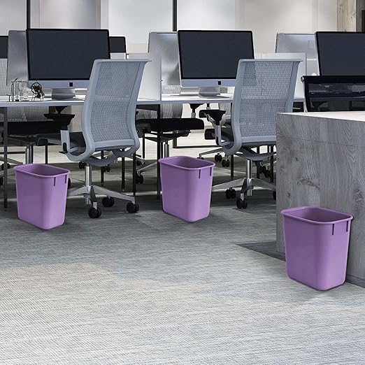 Acrimet Wastebasket, Deskside Bin, 3.25 Gallon/13 Quart/ 12 Liter (Plastic) (Purple Color) (Set of 4)