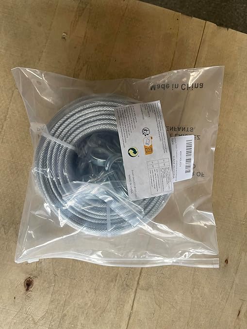 3/16" Wire Rope Kit, 100Ft PVC Coated Steel Cable Guide Wire Tensioner Strainer Kit w/ 7×7 Strand Core Steel Wire for String Light Hanging Kit/Decking & Stair Railings/Shade Sails/Clothes Line