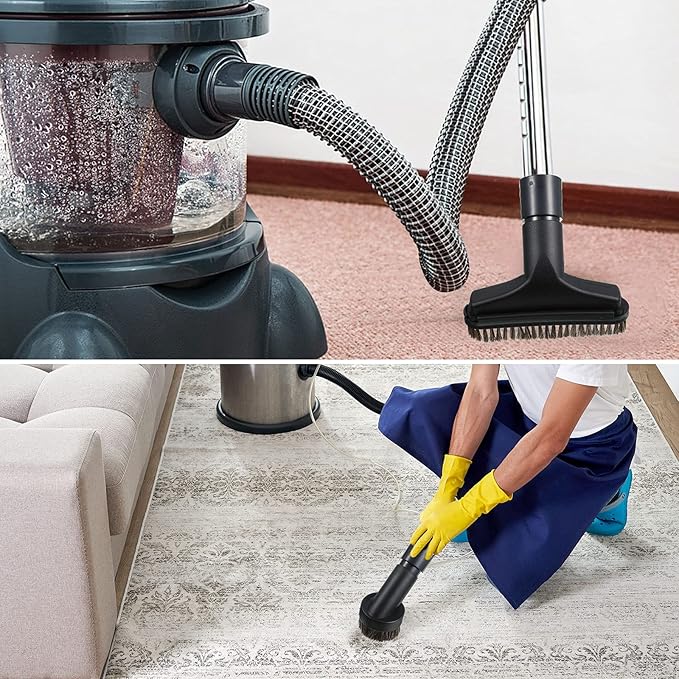 6 Pcs Vacuum Attachments Accessories VAC Attachments 1.25'' 25mm and 36mm Shop Round Dust Brush Vacuum Hose 5.9 Inch Floor Attachment Brush Replacement with 1-1/4 to 1-3/8 Inch Adapter(Classic Style)