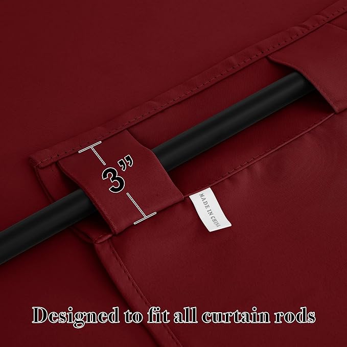 RYB HOME Kitchen Window Curtains - Blackout Privacy Half Window Curtains for Bedroom Bathroom Dining Living Room Cafe Office Short Tiers Drapes, W 34 x L 36 inches, 2 Panels, Burgundy Red