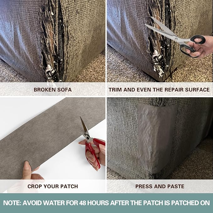 Azobur Sofa Fabric Repair Patch, Oversized Microfiber Patch, Self-Adhesive Repair Fabric, Super Cost-Effective (Olive Green)