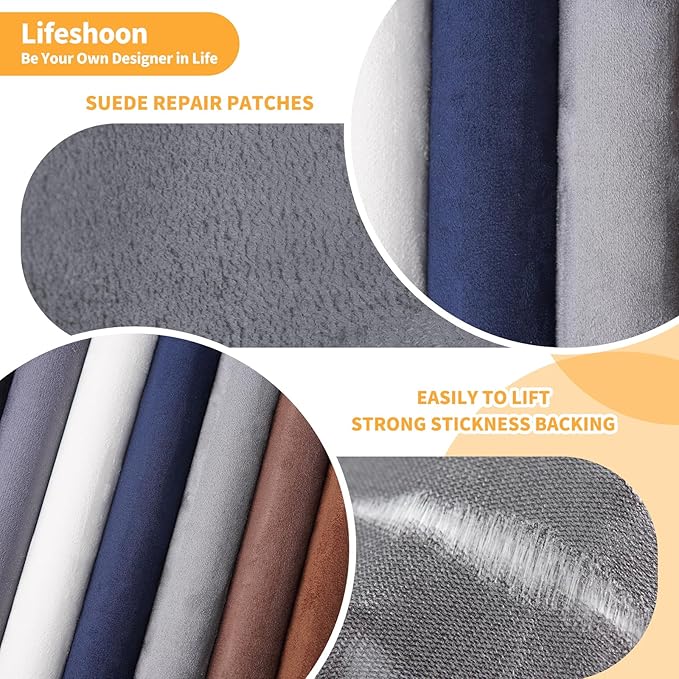 Fabric Repair Patches, 17X79 Inch Self-Adhesive Suede Patches Tape Durable, DIY Large Fabric Repair for Sofa, Couches, Furniture, Chair, Clothing （17X79 Inch, Grey）