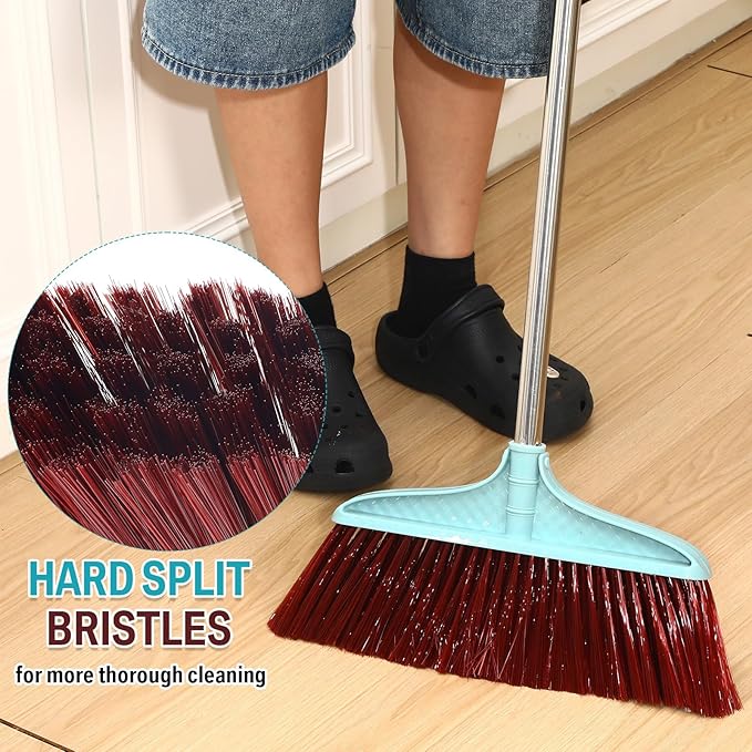 Lasnten 8 Pcs Heavy Duty Broom Commercial Set 49" Stainless Steel Detachable Handle Indoor and Outdoor Floor Brooms for Home, Garage, Kitchen, Office, Patio Cleaning, Warehouse