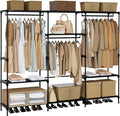 Clothes Rack, Portable Closet, 81.1 Inch Large Capacity Wardrobe Closet, Clothes Storage Organizer with Shelves and 3 Hanging Rods, Easy to Assembly, Black PCT033B01