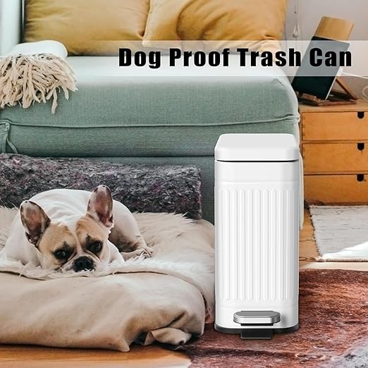 TrashAid Bathroom Trash Can with Lid, 2.6 Gallon Small Garbage Can Soft Close, Stainless Steel Step Waste Basket for Bathroom, Bedroom, Home Office, Laundry Room, Toilet, RV, White, 10 Liter