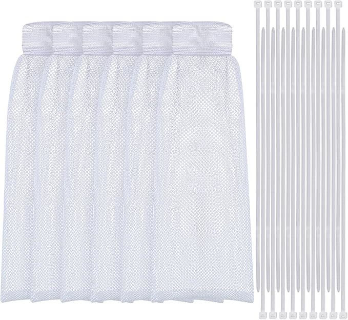 Shappy 24 Pieces Washing Machine Lint Traps and Cable Ties Set 6 Nylon Mesh Lint Trap for Discharge Hoses and 18 Cable Ties Fits Most Washing Machines(White)