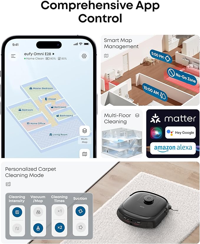eufy Robot Vacuum E25, HydroJet System with Roller Mop, 20,000 Pa Turbo Suction, All-in-One Robot Vacuum and Mop Combo, Edge-to-Corner Cleaning, Zero-Tangle Design, AI Obstacle Avoidance (Upgraded)