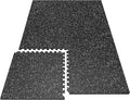 PRAISUN 0.6" Thicker Gym Mat, 6 Tiles 24 Sq Ft Workout Mats, Interlocking Foam Tiles with Rubber Top, High Density EVA Foam, Exercise Mat, Gym Flooring for Home Gym, Garage, 24 x 24in, Black/Grey