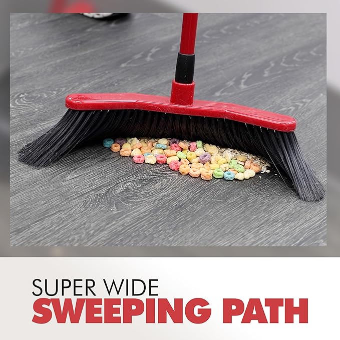 Da Vinci Curved Angle Broom 1pc - Sturdy Wide Broom for Indoor/Outdoor Sweeping, Heavy Duty Steel Telescopic Handle, Durable PVC Bristles, Ideal for Pet Hair, Dust, Kitchen & Rough Surfaces