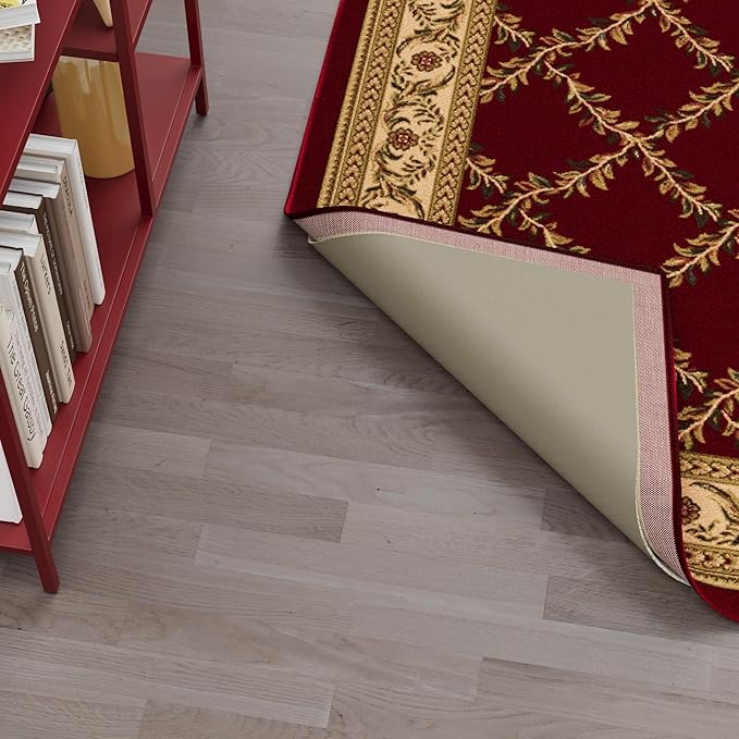 Ottomanson 2'7" x 12' Non-Slip Rug Pad Gripper 1/12 Inch Ultra Thin Dual Surface Felt + Rubber Gripper - Safe for All Floors, Cream