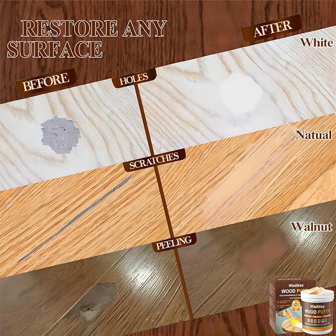 Natual Wood Filler, Natual Wood Putty, Paintable Stainable Wood Repair Putty, 9.87 Ounce Wood Furniture Repair kit, Quickly Repair Wood Cracks and Holes on Wooden Floor Furniture (Natual)