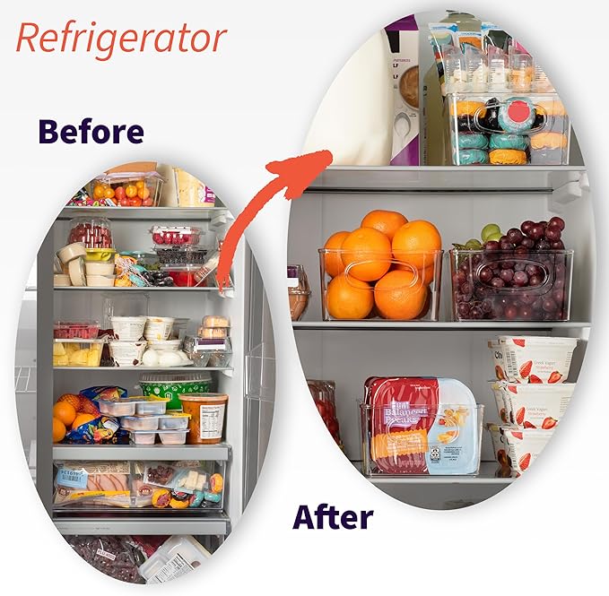 ClearSpace Pantry Organization and Storage Bins with Removable Dividers – Perfect Pantry Organizers or Kitchen Organization – Refrigerator Organizer Bins, Cabinet Organizers (2 Pack)