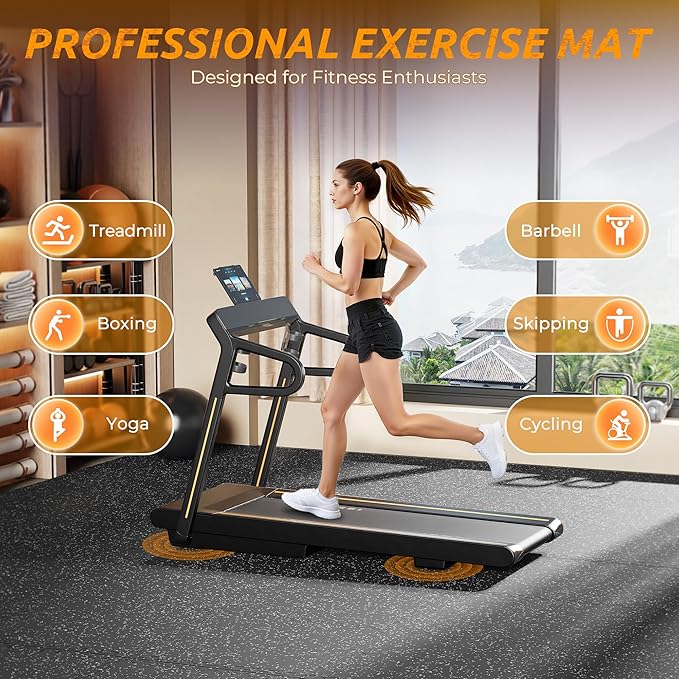 PRAISUN 0.6" Thicker Gym Mat, 6 Tiles 24 Sq Ft Workout Mats, Interlocking Foam Tiles with Rubber Top, High Density EVA Foam, Exercise Mat, Gym Flooring for Home Gym, Garage, 24 x 24in, Black/Grey