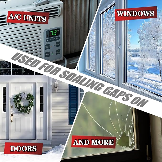 Window Weather Sealing Tape 3 in x 105 FT Weather Stripping Weatherproof Draft Stopper Clear Window Insulation Tape for Doors Windows Garages RVs Energy Saving Kit (3 in X 105 FEET)