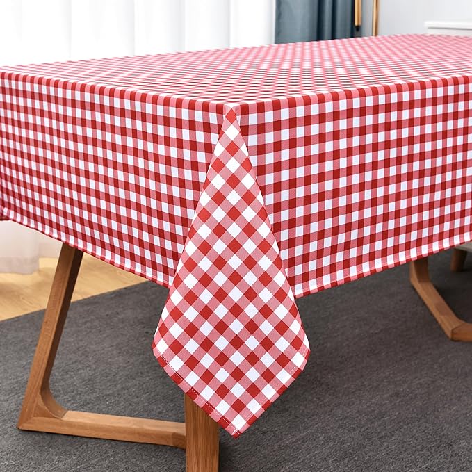 Classic Gingham Tablecloth Fabric - Oblong 58x120 Water Resistant Chequered Pattern Table Cloth for Indoor/Outdoor Use - Tabletop Cover for Birthday, Picnics, Gardens, and Parties