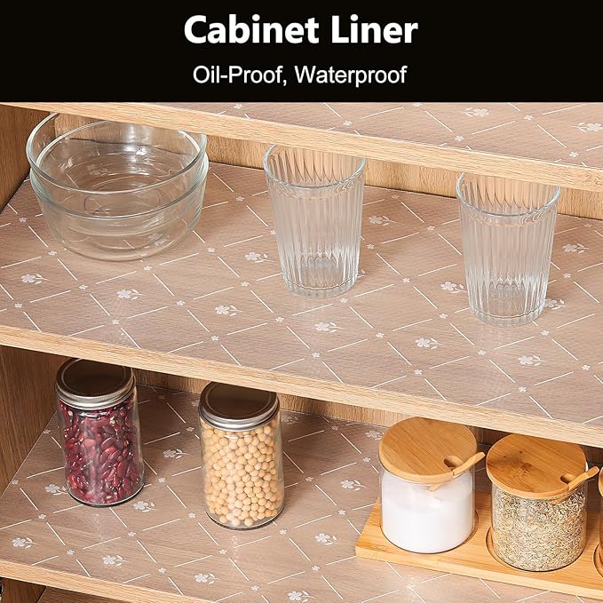 INNOLITES Shelf Liners for Kitchen Cabinets, Non Adhesive Drawer Cabinet Liner, Waterproof Oil-Proof Non-Slip Shelf Liner for Kitchen Pantry Refrigerator 11.8" x 236"