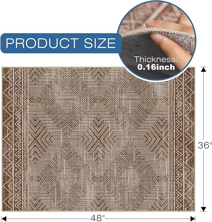Office Chair Mat for Hardwood & Tile Floor, 36" × 48" Desk Chair Mat for Rolling Chairs, Anti-Slip Under Desk Rug Floor Protector for Home Office, Washable Area Rug for Living Room, Brown