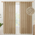 YoungsTex Burlap Linen Semi Sheer Curtains 72 Inch Length for Living Room, Semi Sheer Window Treatments Light Filtering with Rod Pocket Back Tab for Farmhouse Bedroom, Toffee, 2 Panel, 52 X 72 Inch
