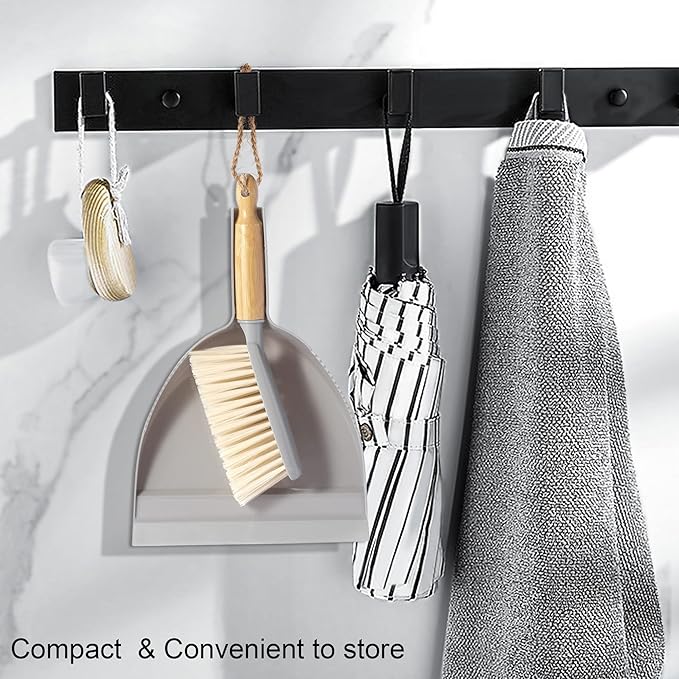Small Dustpan and Brush Set - Mini Broom with Dustpan Set, Handheld Broom and Dust Pan Combo Set for Home, Pet Care, Car, 14 x 8.7 inch, Grey
