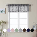 Aiyufeng Grey Valances for Windows, Clip Jacquard Chic Wavy Line Voile Sheer Curtains for Basement, Lightweight Airy Rod Pocket Short Curtains, 2 PCS, 40" Wx14" Inches