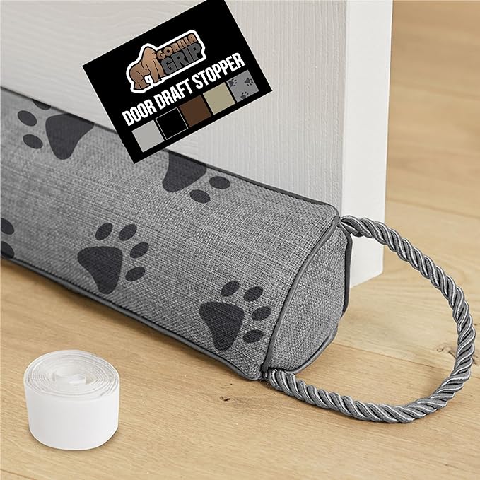 GORILLA GRIP Door Draft Stopper for Bottom of Doors, Weather Stripping Seal Blocks Hot Air, Noise, Bugs, Keeps Cold AC in, Sound Proofing Easy Install Gap Filler, Home Essentials, 38 Inch, Paws