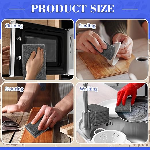 50 Pcs 7447 Fine General Purpose Scuff Pads 6 X 9 Inch Abrasive Hand Sanding Non-Woven Aluminum Oxide Abrasive Pads Set for Surface Preparation Scuffing Scouring Blending Cleaning (Gray)