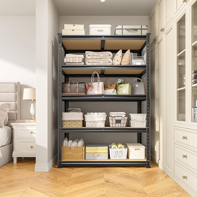 1980LBS Storage Shelves, 5-Tier Adjustable Pantry Shelves, Metal Shelving Unit for Kitchen, Pantry, Closet, Laundry, Garage,72.06" H x 35.55" W x 11.81" D