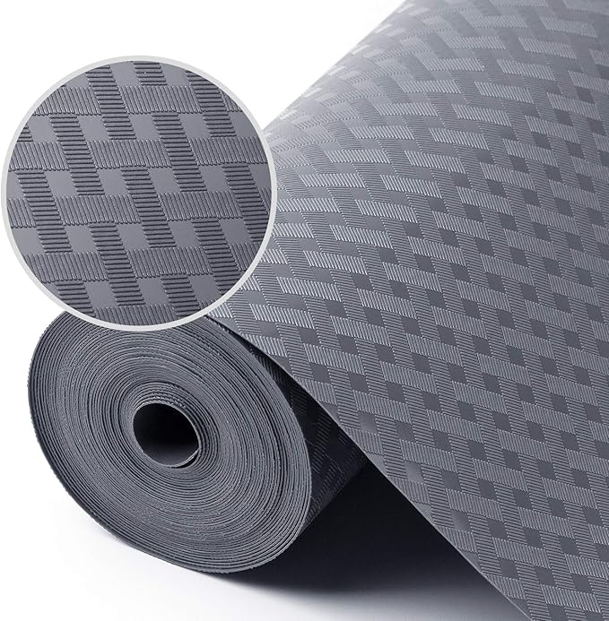 Shelf Liners for Kitchen Cabinets Refrigerator Liners Waterproof & Oil-Proof Kitchen Cupboard Liner Non-Slip Drawer Mats EVA Material Non Adhesive Fridge Liner for Shelves - Gray 17.5 x 393.7 inches