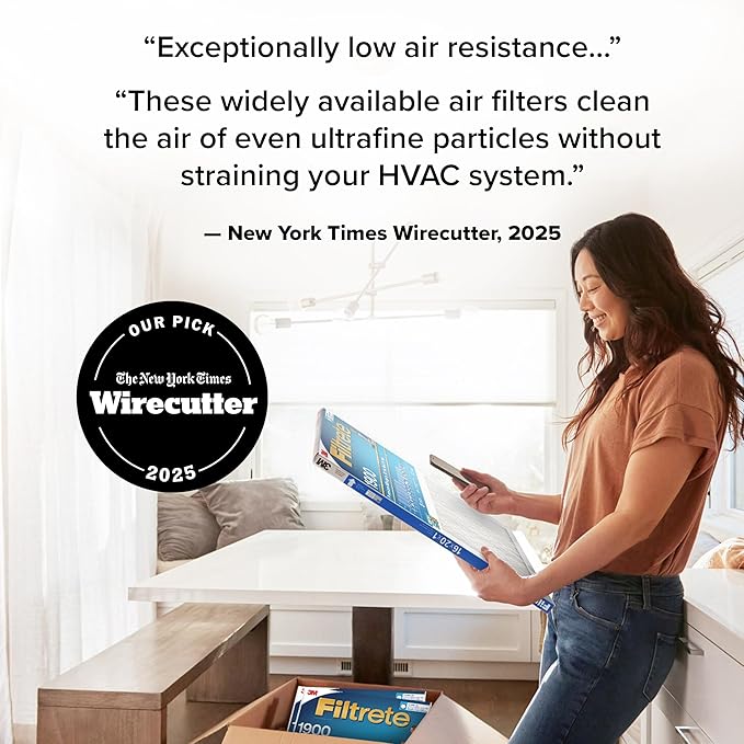 Filtrete 14x14x1 AC Furnace Air Filter, MERV 13, MPR 1900, Premium Allergen, Bacteria & Virus Filter, 3-Month Pleated 1-Inch Electrostatic Air Cleaning Filter, 6-Pack (Actual Size 13.81x13.81x0.78 in)