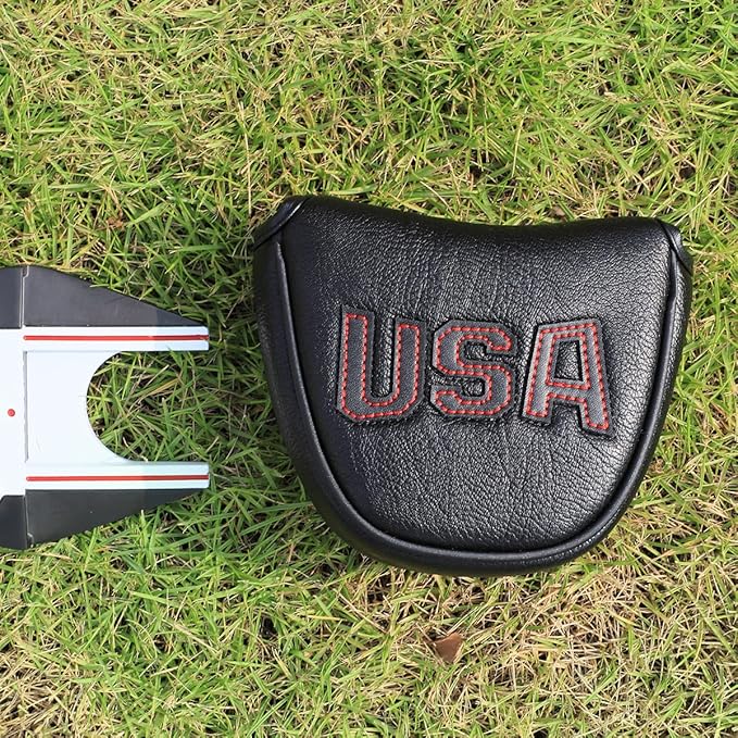 Golf Putter Cover, Putter Headcovers Golf Club Head Covers Putter Headcover for Blade Leather Golf Mallet Putter Head Covers with Magnetic for All Brands USA Style