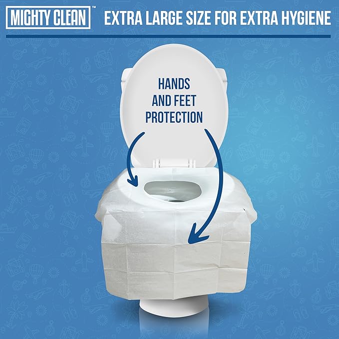 Toilet Seat Covers Flushable (100 Pack) - Upgraded XL Size| Biodegradable Paper Covers for Adults, Kids, Toddlers | Travel Essentials for Public Restroom, Airplane, Camping