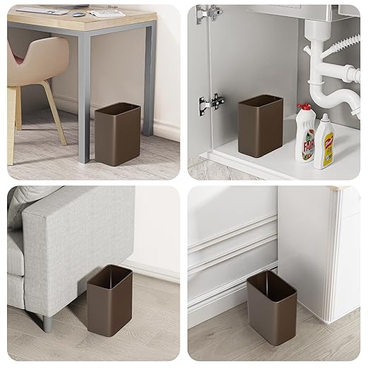 Cesun Small Bathroom Trash Can, 2.1 Gallons, Open-Top, Brown Metal, Stainless Steel, Modern, Ideal for Bathroom, Bedroom, Home Office,Toilet, Rv,Near Desk, Under Sink