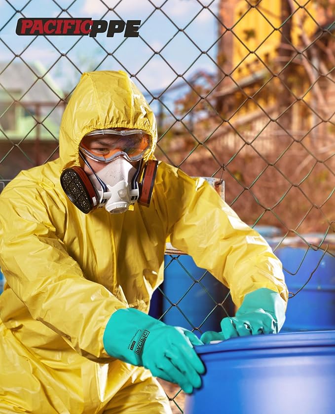 PACIFIC PPE 2 Pairs Nitrile Chemical Resistant Gloves, Flocked, Resist Strong Acid, Alkali, 15 mil, 12.6", XX-Large
