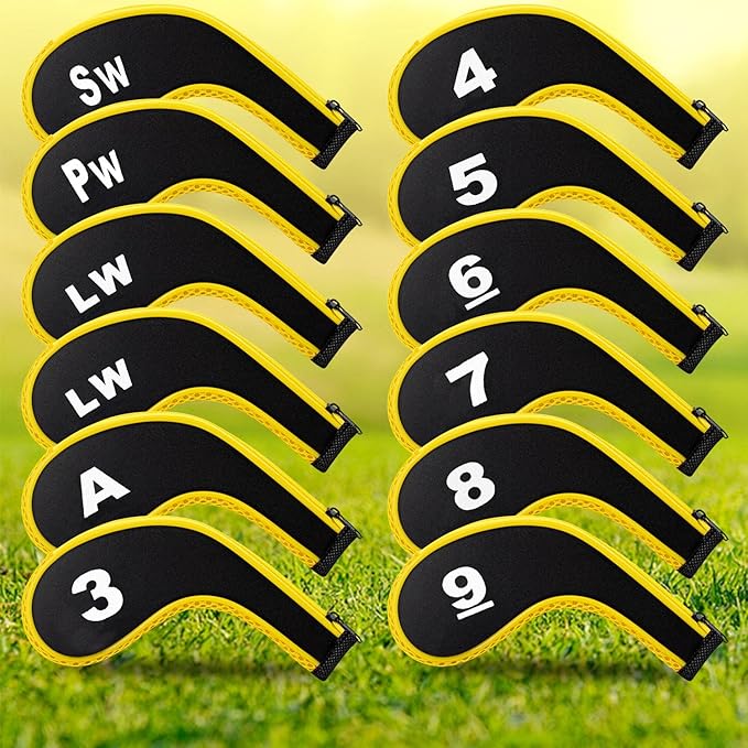 Golf 12pcs Thick Synthetic Golf Iron Head Covers Set Headcover Fit All Brands Callaway Ping Taylormade Cobra Etc. Also Custom Name
