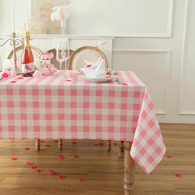 Classic Gingham Buffalo Tablecloth Fabric - Oblong 58x144 Inch Water Proof Checkered Table Cloth for Indoor Outdoor - Table Cover for Birthday, Picnics, BBQs, and Parties