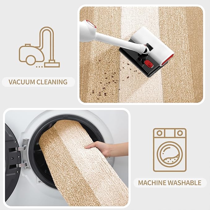 Kitinjoy Indoor Outdoor Door Mat, 36x24 Non-Slip Absorbent Dirt Trapper, Low-Profile Washable Inside Entrance Front Floor Mat, Sturdy Soft Entry Doormats for Entryway, Beige