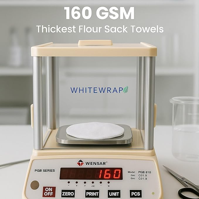7-Pack Flat Flour Sack Towels – 100% Cotton Kitchen Dish & Tea Towels for Crafting, Embroidery, Baking & Bread Proofing – Thick, Absorbent, Quick-Drying – White (28x28)
