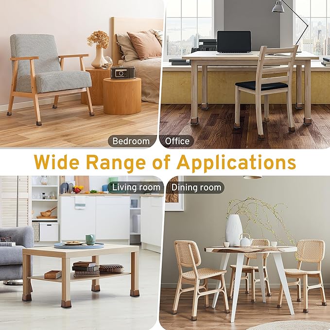 24PCS Extra Small Chair Leg Floor Protectors, Furniture Sliders, Chair Leg Protectors for Hardwood Floors, Non-Slip Felt Furniture Pads, Square Silicone Cap Covers to Protect Floors(Fit 0.5" - 0.75")
