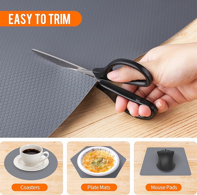 Shelf Liners for Kitchen Cabinets Non-Slip Drawer Liner Non Adhesive Cupboard Mat EVA Material Refrigerator Mats Fridge Liner Washable for Shoerack, Storage and Desks 23.6 x 157.4 Inches
