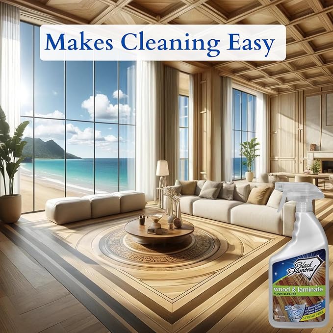 Black Diamond Stoneworks Wood & Laminate Floor Cleaner- Ready to Use Non-Toxic No-Rinse Formula - Safe for Vinyl, Wood, and Engineered Floors (32 Fl Oz)