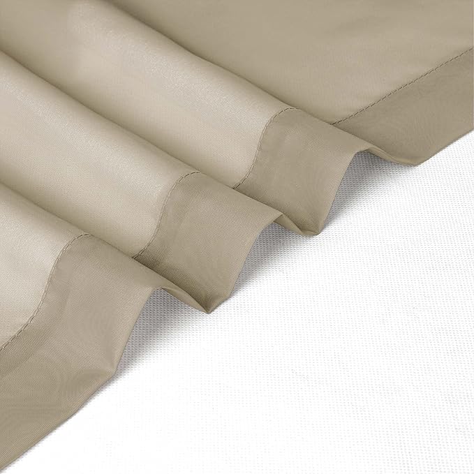 Chyhomenyc Taupe Sheer Curtains 36 inch Length 2 Panels, Light Filtering Voile Rod Pocket Short Window Curtians for Bathroom Living Room Farmhouse Small Windows, 42Wx36L inches