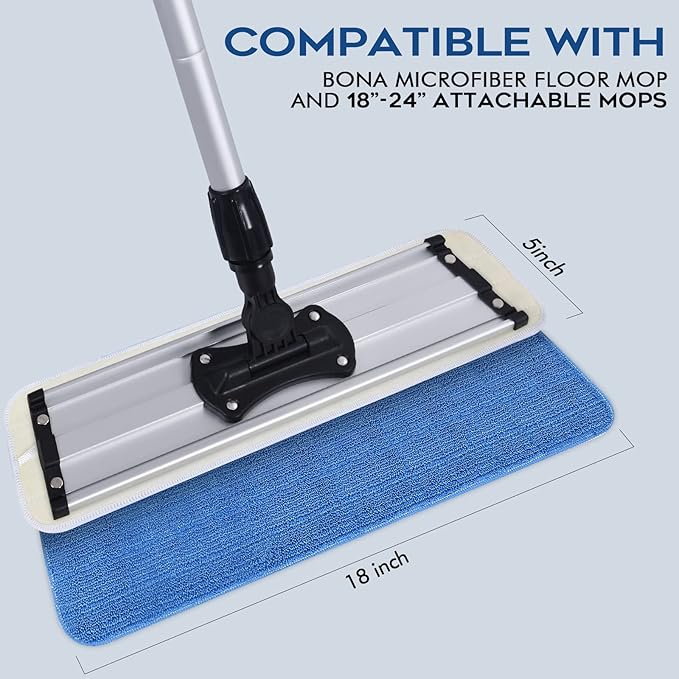 Matthew 18'' Microfiber Spray Mop Replacement Pads Heads for Wet Dry Reusable Mops Floor Home Commercial Cleaning Refills, Machine Washable Fits Compatible with Bona Mop&Most Spray Mops Blue (3 Pack)