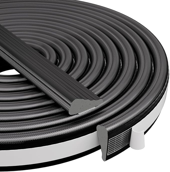Wedge-Shape Window Weather Stripping Door Frame Seal Strip 118” White,Upgrade Black Foam,Soundproofing,Draft Stopper,Winter Insulation,Noise Blocker, Gap Filler for Exterior Front Door Side