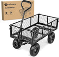 Yesker Steel Garden Carts - 800lbs Dump Wagon with All Terrain Inflatable Wheels for Yard Lawn Farms Gardening - Heavy Duty Utility Outdoor Hauling Wheelbarrow