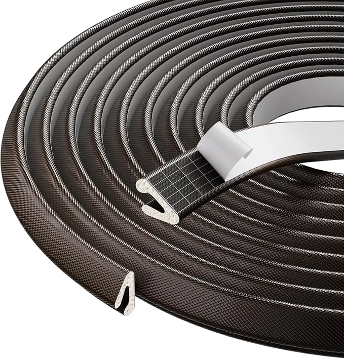 V Shape Foam Weather Stripping Door Frame Seal Strip 2Pcs×26FT Brown, Draft Stopper, Insulation Winter, Weatherstripping, Gap Sealing, Soundproofing, Self-adhesive Used for Exterior Front Door Side