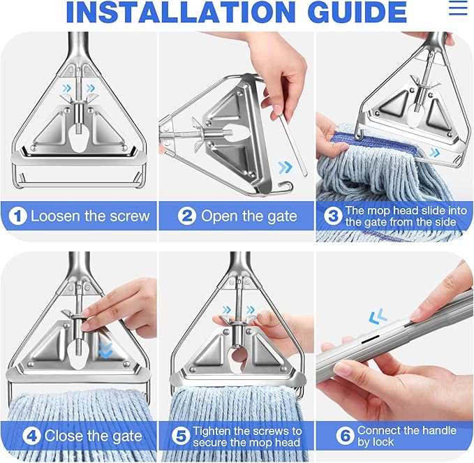 String Mop Heavy Duty for Floor Cleaning- Industrial Commercial Wet Mop with 59inch Mop Handle for Home Garage Office Workshop Warehouse Floor Cleaning