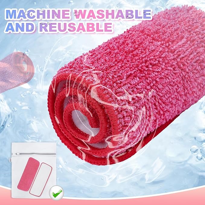 Replacement Microfiber Mop Pads Reusable Compatible with Reveal Spray Mop with Washable Pads, 16.5" Reusable Wet & Dry Mop Replacement Pads Fit for Any Microfiber Reveal Flat Mops(2 Pack)