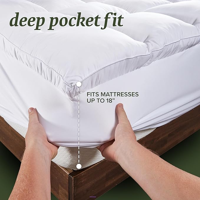 Beckham Hotel Collection Full Size Hybrid Mattress Protector & Pad - Extra Padded, Thick, Plush, & Fitted Mattress Topper for Bed - Quilted Pillow Top Mattress Cover