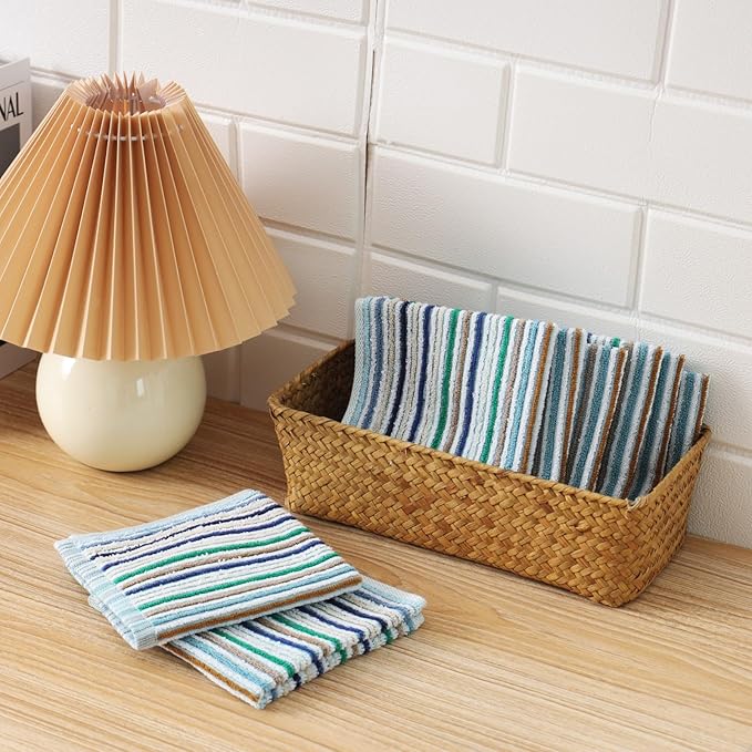 Oeleky Kitchen Dishcloths for Washing Dishes, Ultra Absorbent Dish Rags, Cotton Cleaning Cloths Pack of 8, 12x12 Inches