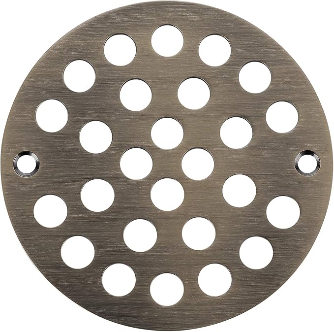 4-Inch Screw-in Shower Strainer Drain Cover Replacement Floor Strainer (Antique Brass)